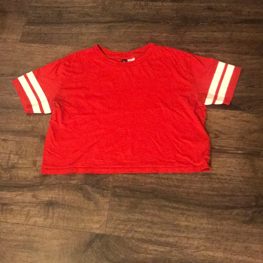 H&M T-shirt Red White Stripes Woman Size Small